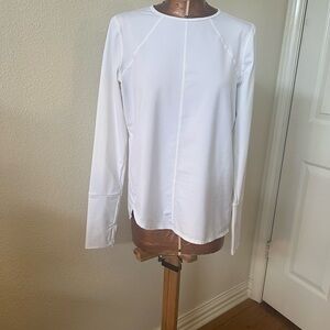 Zella White Long Sleeve Stretchy knit Top